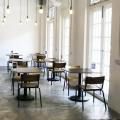 Twenty Eight Cafe - 28 Wilkie | Product Seen: [Customised Table top + Cosson Table Base, Mantis Sidechair & Hansel Barstool – Wood + Rust]